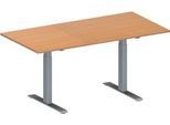 Schäfer Shop Genius Konferenztisch MODENA FLEX, Rechteck, T-Fuß Rechteckrohr, B 1600 x T 800 x H 650-850 mm, Buche/weißaluminium RAL 9006
