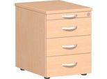 Rollcontainer PALENQUE, 3 Schübe, Utensilienauszug, B 430 x T 600 x H 566 mm, Buche