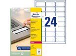 Avery Zweckform Etiketten L6146-20, fälschungssicher, extrem robust, geeignet für SW-Laserdrucker, 63,5 x 33,9 mm, 480 Stück/20 A4-Bogen, Acrylfolie, weiß
