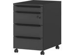 Rollcontainer Porto, 4 Schubladen inkl. Utensilienfach und 1 abschließbaren Schublade, B 420 x T 600 x H 630 mm, graphit