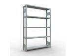 Schulte MULTIplus250 Steckregal, Grundregal, 5 Fachböden, bis 250 kg je Fachboden, werkzeuglos montierbar, B 1300 x T 300 x H 2000, silbergrau