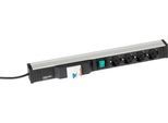 Steckdosenleiste 468, 4-fach, 1 x USB A, An/Aus-Schalter, FI-Schalter, 4,5 m langes Kabel, 16 A/250 V, B 468 x T 44 x H 52 mm, Aluminium