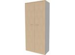 Schrank ARLON OFFICE, 5 Ordnerhöhen, abschließbar, B 900 x T 450 x H 2000 mm, Eiche-Dekor/alu