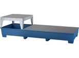 IBC-Station ASECOS, Stahl, mit Gitterrost, Abfüllblock u. Staplerschuhen, 1000 l Auffangvolumen, B 3280 x T 1300 x H 820 mm, lackiert