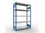 Schulte MULTIplus250 Steckregal, Grundregal, 5 Fachböden, bis 250 kg je Fachboden, werkzeuglos montierbar, B 1300 x T 500 x H 2000, enzianblau/verzinkt