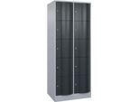 C+P Schließfachschrank Resisto, 2 Abteile, 10 Fächer, B 772 x T 640 x H 1950 mm, Weißalu/Anthrazitgrau
