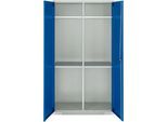Schäfer Shop Genius Mehrzweckschrank FS, modular, indivuduell erweiterbar, Mittelwand, 4 Fachböden, bis 450 kg, B 1055 x T 520 x H 1950 mm, lichtgrau/enzianblau