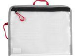Reißverschlussbeutel FolderSys Bungee-Bag, A5, 0,20 mm, Kordel/Bordierband/Schlaufen, B 254 x H 200 mm, PVC-freie Folie, transparent-rot-grau-schwarz