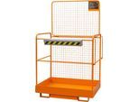 Arbeitskorb Bauer Typ SIKO-G, entspricht DGUV 208-031, bis 2 Personen & bis 300 kg, Standfläche 740 x 1140 mm, Werkzeugablage & Einfahrtaschen, Stahl
