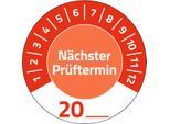 Avery Zweckform Prüfplakette 7904 „Nächster Prüftermin“ 20__zum Selbereintragen, extrem robust, Ø 30 mm, 80 Stück/10 Bogen, Vinylfolie, rot