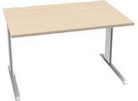 Schäfer Shop Pure Schreibtisch PLANOVA BASIC, Rechteck, C-Fuß, B 1200 x T 800 x H 717 mm, Ahorn/weiß + Kabelkanal