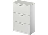 Schäfer Shop Genius Hängeregistraturschrank TETRIS SOLID, 3 OH, B 800 mm, abschließbar, mit Abdeckplatte, lichtgrau/weißalu