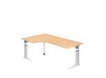Eckschreibtisch TARVIS, B 2000 x T 1200/800 x H 680-860 mm, Gestell weiß, Ahorn-Dekor