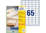 Avery® Zweckform Etiketten LR3666, A4, universell, permanenthaftend, druckergeeignet, Recycling-Papier, rechteckig, naturweiß, 6500 Stück auf 100 Bogen