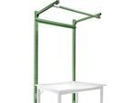 Aufbauportal m. Ausleger, Grundtisch STANDARD Arbeitstisch/Werkbank UNIVERSAL/PROFI, 1250 mm, resedagrün