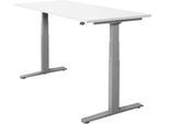 Schäfer Shop Select Schreibtisch SET UP, elektrisch höhenverstellbar, Rechteck, T-Fuß, B 1800 x T 800 x H 645-1290 mm, weiß/weißaluminium