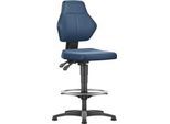 Arbeitsdrehstuhl Allrounder, o. Armlehnen, Permanentkontakt, m. Gleitern, Kunstleder blau