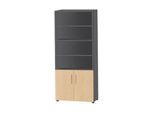 Schäfer Shop Select Kombischrank Start Off, 6 OH, 2 OH mit Tür, abschließbar, B 800 x T 420 x H 2240 mm, graphit/ahorn