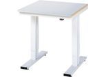 Rau Werktisch Adlatus, elektrisch höhenverstellbar, 25 mm MDF-Platte mit Stahlblechbelag, 300 kg, B 750 x T 800 x H 720-1120 mm, silber/lichtgrau