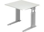 Schreibtisch TARVIS, C-Fuß, Rechteck, B 800 mm, Gestell silber, höhenverstellbar, lichtgrau