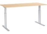 Schäfer Shop Select Schreibtisch ERGO-T, elektrisch höhenverstellbar, Rechteck, T-Fuß, B 1800 x T 800 x H 725-1185 mm, Ahorn-Dekor/weißaluminium