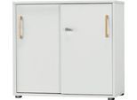 Schäfer Shop Select Schiebetürenschrank Start Off Wood, 2 OH, abschließbar, Holz, B 800 x T 420 x H 788 mm, lichtgrau