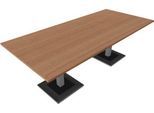 Konferenztisch QUANDOS BOX, bis 6 Personen, Rechteck, Standfuß, B 2200 x T 1000 x H 720-820 mm, Kirsche Romana/alusilber