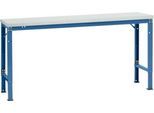Manuflex Grundtisch UNIVERSAL Spezial, 1750 x 800 mm, Melamin lichtgrau, brillantblau