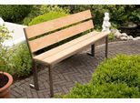 Parkbank, Edelstahl/Garapaholz, mit Rückenlehne, B 2000 x T 300 x H 830 mm