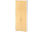 Schränke Breno, 6 OH, abschließbar, 28 kg je Boden, B 800 x T 420 x H 2156 mm, weiß/Ahorn