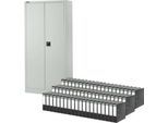 Schäfer Shop Pure Universalschrank, 5 OH, 4 Fachböden, abschließbar, Stahl, lichtgrau RAL 7035 + 60 Schäfer Shop Select Ordner