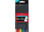 Buntstifte Faber-Castell Black Edition, schwarzes Holz, Dreikantform, farbsortiert, 12er Etui