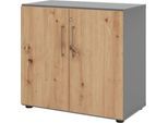 Schränke Breno, 2 OH, abschließbar, 28 kg je Boden, B 800 x T 420 x H 748 mm, graphit/Asteiche