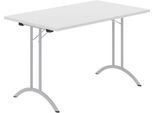 Schäfer Shop Select Klapptisch, Rechteck, Doppel-T-Fußgestell, Spezial-Klappbeschlag & Bodenausgleich, B 1200 x T 700 x H 720 mm, lichtgrau/alusilber