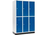 Schäfer Shop Select Kleiderspind, mit 3 x 2 Abteilen, 400 mm, mit Sockel, Zylinderschloss, Tür enzianblau