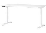 Schreibtisch Porto, elektrisch höhenverstellbar, T-Fuß, B 1400 x T 800 x H 720-1200 mm, weiß/weiß + Memory-USB-Panel