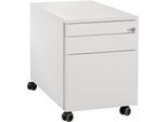 Schäfer Shop Genius Rollcontainer 126, 1 Schublade, 1 Utensilienauszug, 1 Hängeregistraturauszug, Zentralverschluss, seitliche Griffnut, B 435 x T 765 x H 577 mm, weiß/weiß