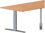 Schäfer Shop Genius Konferenztisch MODENA FLEX, Trapez, T-Fuß Rechteckrohr, B 1600 x T 800 x H 650-850 mm, Buche/weißaluminium RAL 9006