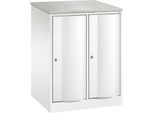 C+P Garderobenschrank Resisto, 2 Abteile, 2 Fächer, B 772 x T 640 x H 1077 mm, Verkehrsweiß