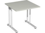 Schreibtisch PALENQUE, C-Fuß, Rechteck, B 800 x T 800 x H 720 mm, lichtgrau