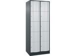 C+P Schließfachschrank Resisto, 2 Abteile, 10 Fächer, B 772 x T 640 x H 1950 mm, Anthrazitgrau/Lichtgrau