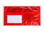 Papier-Dokumententasche/Lieferscheintasche SecurePack, DIN lang, Fenster links, mit Aufdruck, selbstklebend, Pergaminpapier, rot, 250 Stück
