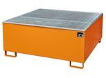 Auffangwanne BAUER AW 1000/PE mit Gitterrost, 1000 l IBC, B 1475 x T 1475 x H 625 mm, orange