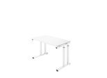 Schreibtisch Set Up, Rechteck, C-Fuß, B 1300 x T 650 x H 685-820 mm, weiß/weiß