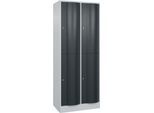 C+P Garderobenspind Resisto, 2 Abteile, 4 Fächer, B 772 x T 540 x H 1950 mm, Lichtgrau/Anthrazitgrau