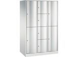 C+P Kombi-Schließfachschrank Resisto, 3 Abteile, 8 Fächer, B 1148 x T 640 x H 1950 mm, Lichtgrau