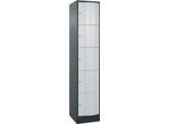 C+P Schließfachschrank Resisto, 1 Abteil, 5 Fächer, B 396 x T 540 x H 1950 mm, Anthrazitgrau/Lichtgrau