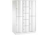 C+P Kombi-Schließfachschrank Resisto, 3 Abteile, 9 Fächer, B 1148 x T 640 x H 1950 mm, Verkehrsweiß
