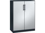 Flügeltürenschrank ASISTO C 3000, 3 Ordnerhöhen, B 1000 mm, anthrazit/alusilber