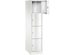 C+P Schließfachschrank Resisto, 1 Abteil, 4 Fächer, B 396 x T 640 x H 1950 mm, Verkehrsweiß